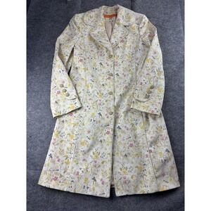 CYNTHIA STEFFE WOMENS S WHITE FLORAL CITTON TRENCH COQUETTE GIRLY TEA PARTY USA